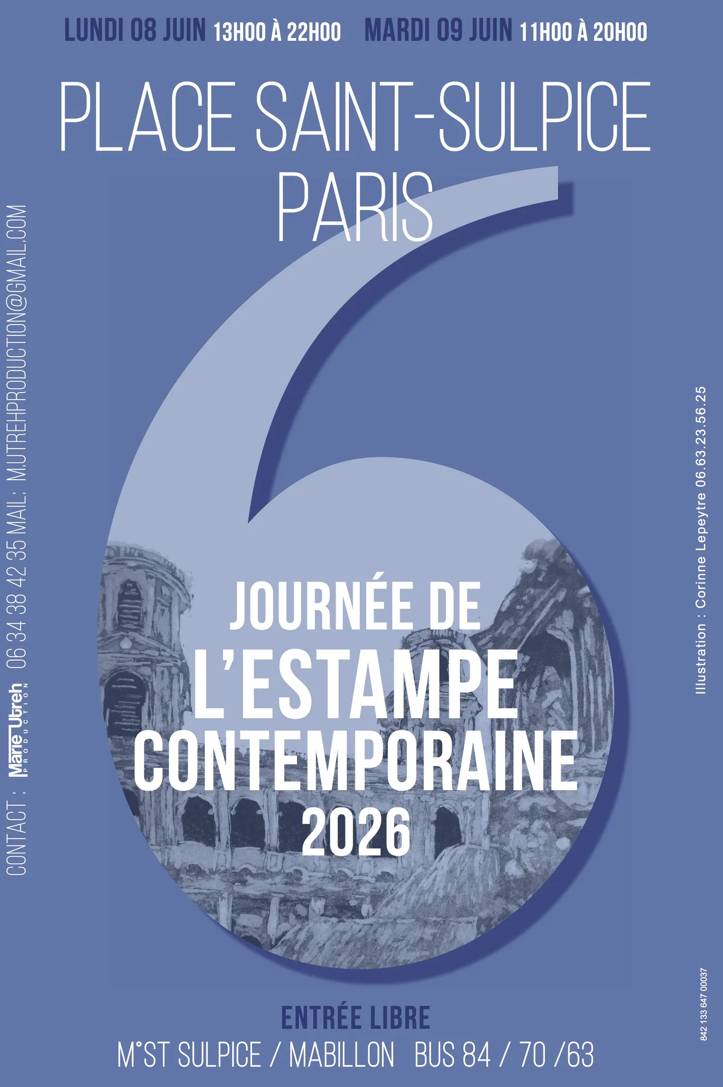 Cartel oficial de la Journée de l'Estampe Contemporaine 2026, Place Saint-Sulpice, París